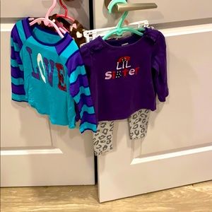 2 T Girl two tops, leggings and vest